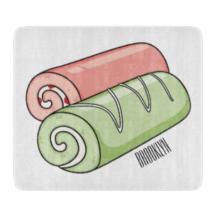 Swiss roll / roll cake cartoon illustration  cutting board