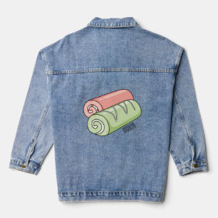 Swiss roll / roll cake cartoon illustration  denim jacket
