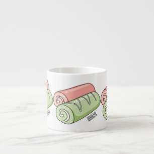 Swiss roll / roll cake cartoon illustration  espresso cup