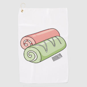 Swiss roll / roll cake cartoon illustration  golf towel