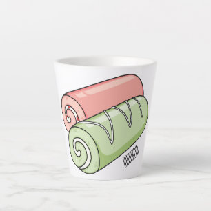 Swiss roll / roll cake cartoon illustration  latte mug