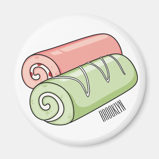 Swiss roll / roll cake cartoon illustration  magnet (Front)