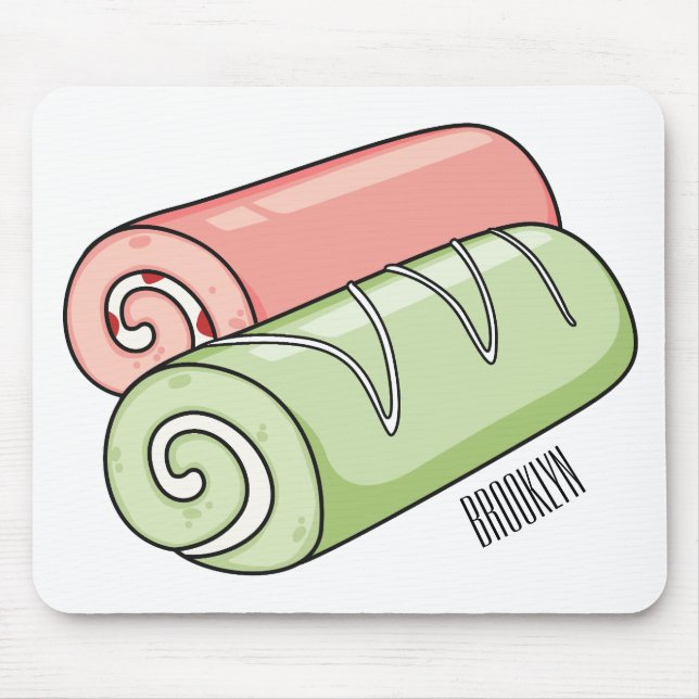Swiss roll / roll cake cartoon illustration  mouse mat (Front)