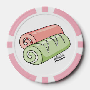 Swiss roll / roll cake cartoon illustration  poker chips