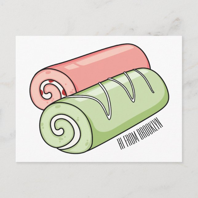 Swiss roll / roll cake cartoon illustration  postcard (Front)