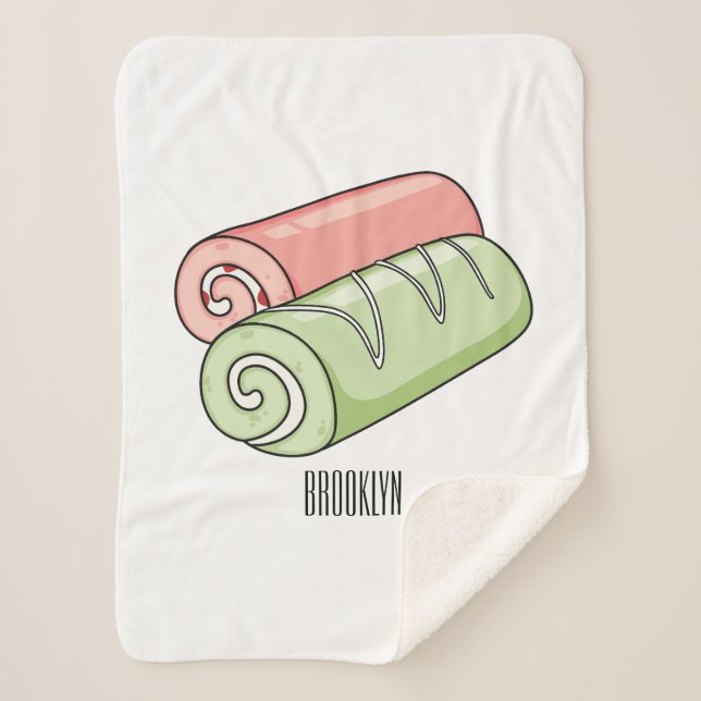 Swiss roll / roll cake cartoon illustration sherpa blanket (Front)