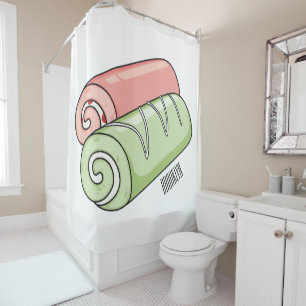 Swiss roll / roll cake cartoon illustration  shower curtain