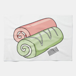 Swiss roll / roll cake cartoon illustration  tea towel
