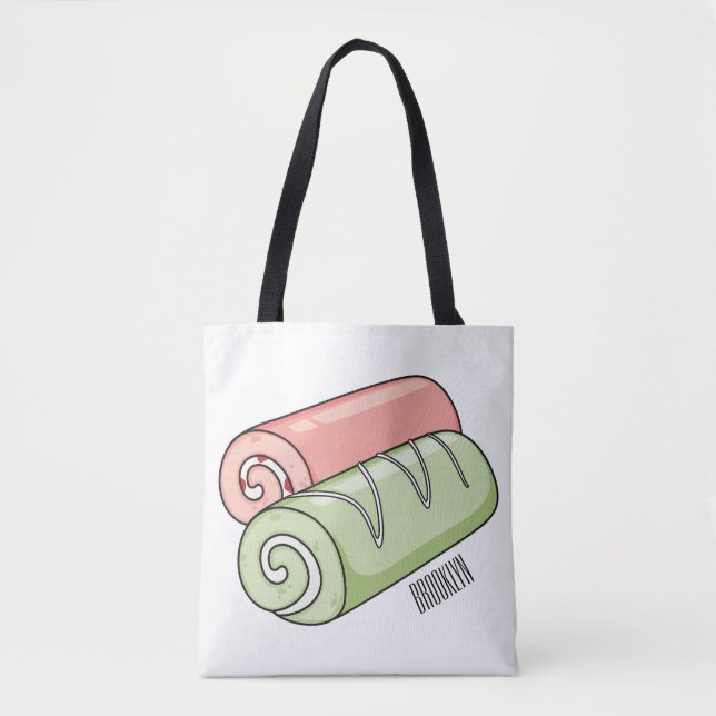 Swiss roll / roll cake cartoon illustration  tote bag (Front)