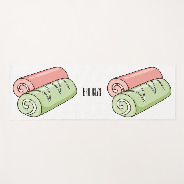 Swiss roll / roll cake cartoon illustration  yoga mat (Front (Horizontal))