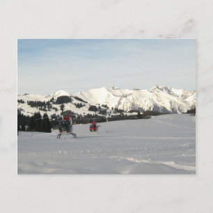 Swiss scene with tourist helicopters postcard