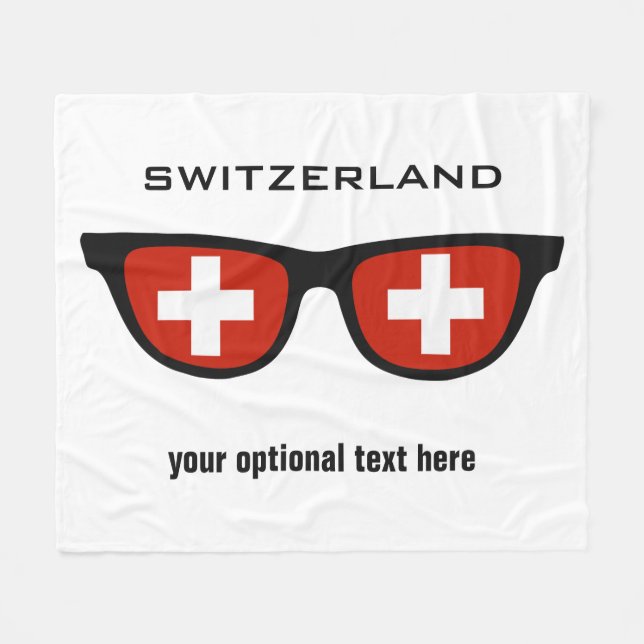 Swiss Shades custom text & colour fleece blankets (Front (Horizontal))