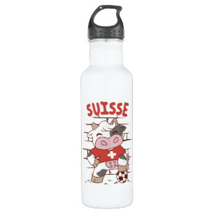 Swiss Soccer Cow Football Fan Switzerland Flag 710 Ml Water Bottle