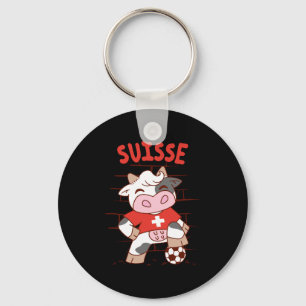 Swiss Soccer Cow Football Fan Switzerland Flag T S Key Ring