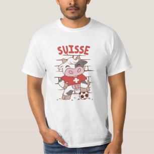 Swiss Soccer Cow Football Fan Switzerland Flag T-Shirt
