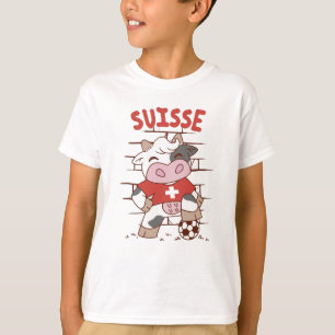 Swiss Soccer Cow Football Fan Switzerland Flag T-Shirt