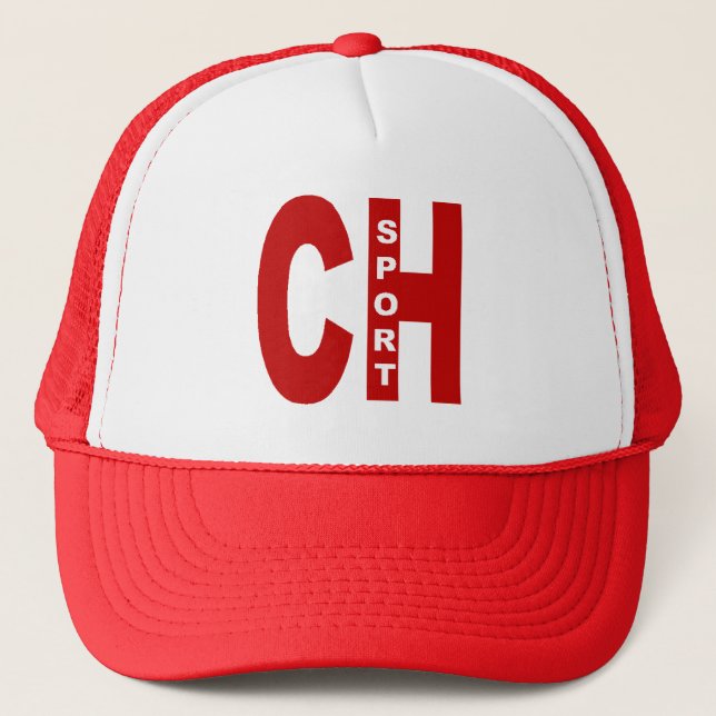 SWISS SPORT White/Red Trainer Cap (Front)