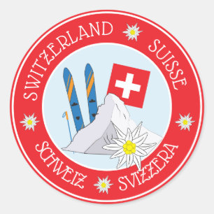 Swiss Stereotype Red Round Stickers
