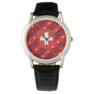 Swiss stripes flag watch
