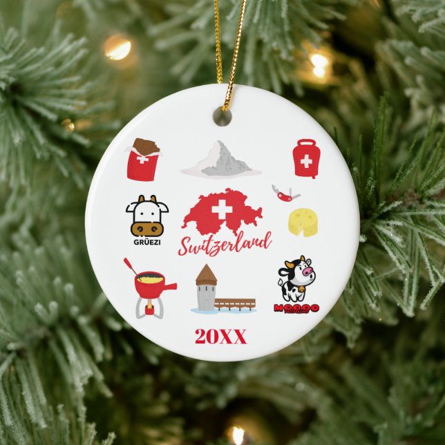 Swiss - Switzerland Souvenir Combo  Ceramic Tree Decoration (Tree)