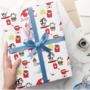Swiss - Switzerland Souvenir Icons  Wrapping Paper