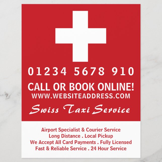 Swiss Taxi Firm Flag with Price List Flyer (Front)