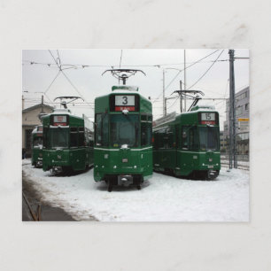 Swiss trams at BVB M-Parc depot, Basel Postcard