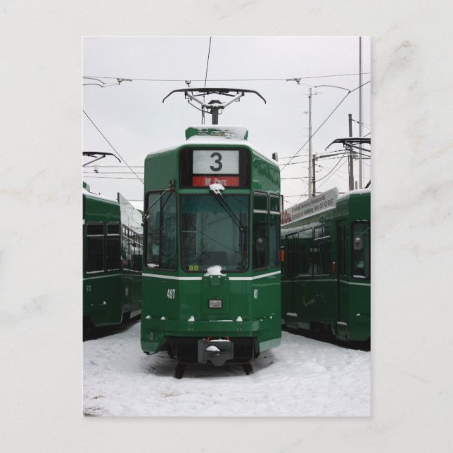 Swiss trams at BVB M-Parc depot, Basel Postcard (Front)