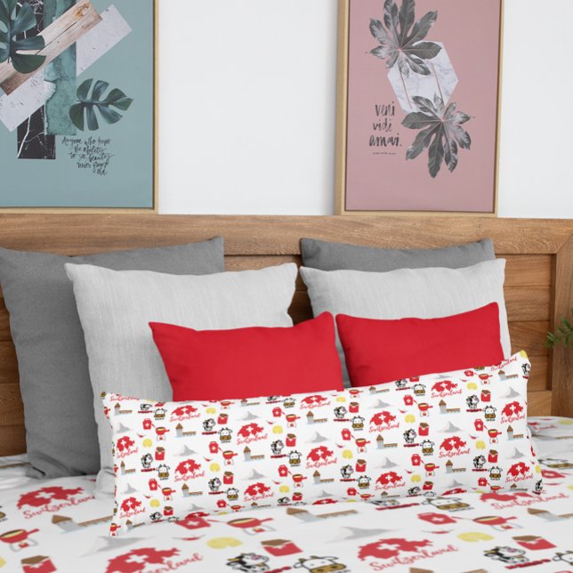 Swiss Travel Icons Pattern Body Cushion (Creator Uploaded)