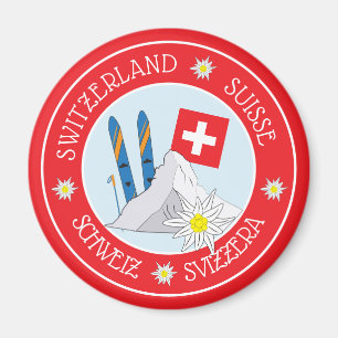Swiss Travel Souvenir Red Refrigerator Magnet