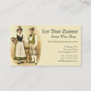 Swiss Wine Growers in Traditional Costume Business Card