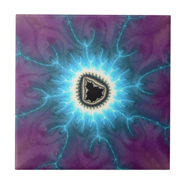 Switched On Mandelbrot Shocking Fractal Abstract Tile (Front)