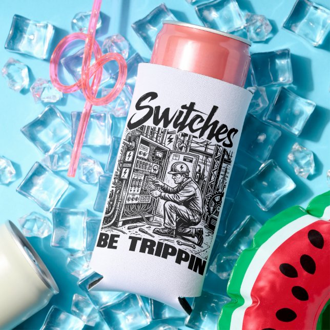 Switches Be Trippin Electrical Engineer Funny Seltzer Can Cooler (In Situ Summer)