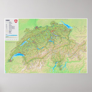 " Switzerland: 2018/today - Detailed road map Poster