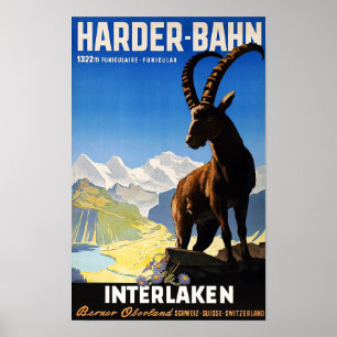 " Switzerland: 2022/today Interlaken - Harder Bahn Poster