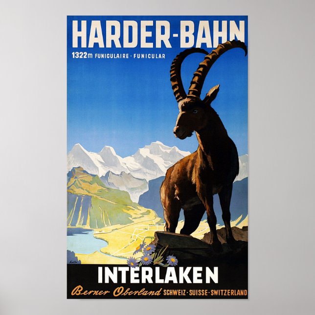 " Switzerland: 2022/today Interlaken - Harder Bahn Poster (Front)