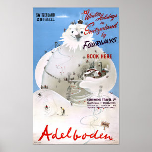 Switzerland Adelboden Vintage Travel Poster