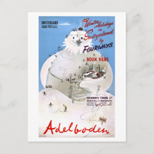 Switzerland Adelboden Vintage Travel Poster Postcard