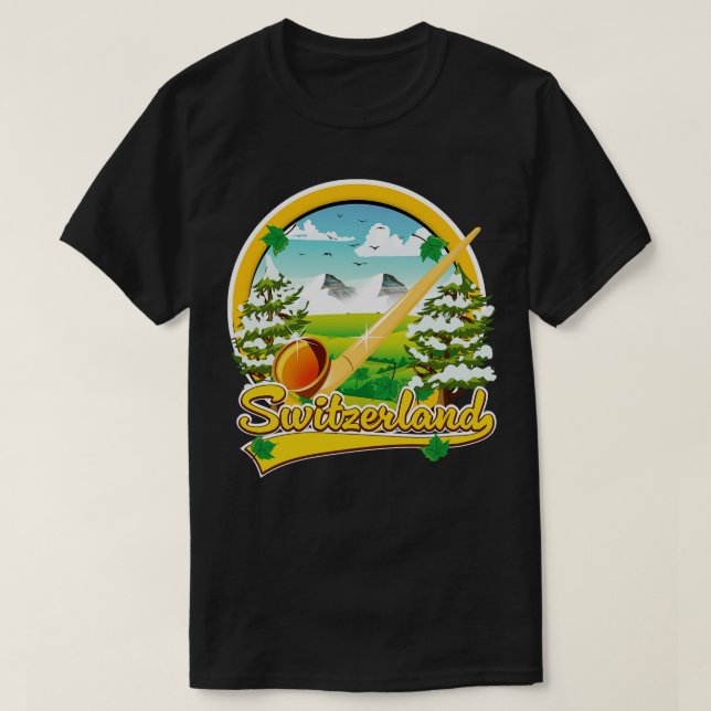 Switzerland alphorn travel T-Shirt (Design Front)