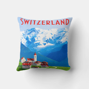 Switzerland Alpine Village Throw Pillow