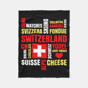 Switzerland alps cows fondue cheese skiing swiss fleece blanket