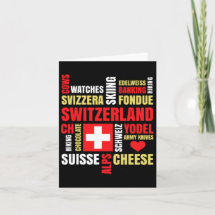 Switzerland Alps Cows Fondue Cheese Skiing Swiss L Card