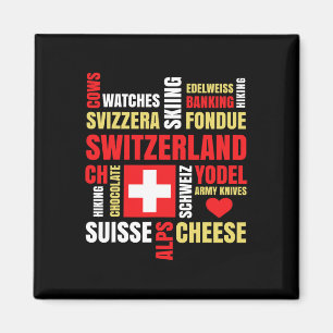 Switzerland Alps Cows Fondue Cheese Skiing Swiss L Magnet