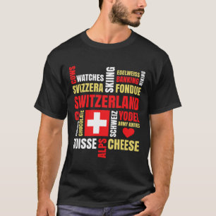 Switzerland Alps Cows Fondue Cheese Skiing Swiss L T-Shirt
