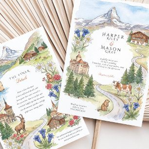 Switzerland Alps Matterhorn Chillon Castle Wedding Invitation