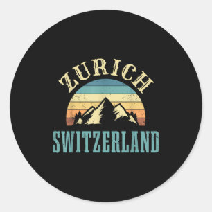 Switzerland alps skiing swiss mountains lover gift classic round sticker