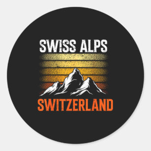 Switzerland alps vintage skiing mountains swiss classic round sticker