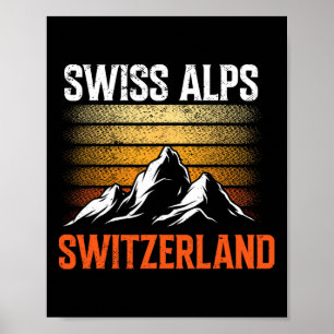 Switzerland Alps Vintage Skiing Mountains Swiss So Poster