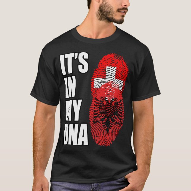 Switzerland And Albanian Mix DNA Heritage T-Shirt (Front)