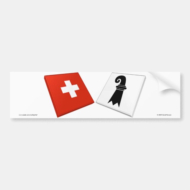 Switzerland and Basel-Stadt Flags Bumper Sticker (Front)